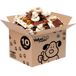 ValueBull USA Rawhide, Medium Dog Variety Mix, Fun Shapes, 10 Pound BULK PACK - ValuePetSupplies