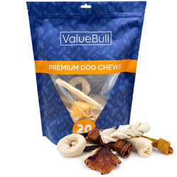 ValueBull USA Rawhide, Medium Dog Variety Mix, Fun Shapes, 1 Pound - ValuePetSupplies