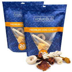 ValueBull USA Rawhide, Medium Dog Variety Mix, Fun Shapes, 2 Pound - ValuePetSupplies