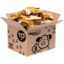 ValueBull USA Rawhide, Small Dog Variety Mix, Fun Shapes, 10 Pound BULK PACK - ValuePetSupplies