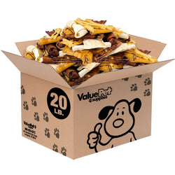 ValueBull USA Rawhide, Small Dog Variety Mix, Fun Shapes, 20 Pound BULK PACK - ValuePetSupplies