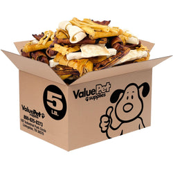 ValueBull USA Rawhide, Small Dog Variety Mix, Fun Shapes, 5 Pound BULK PACK - ValuePetSupplies