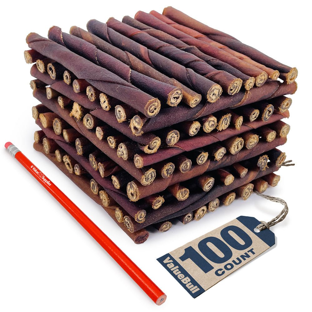 ValueBull USA Collagen Twists Dog Chews, 5 Inch, Natural Long - Lasting Dog Treats, 100 Count Bulk Pack - ValuePetSupplies