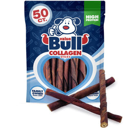 ValueBull USA Collagen Twists Dog Chews, 5 Inch, Natural Long - Lasting Dog Treats, 50 Count - ValuePetSupplies
