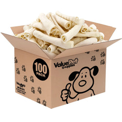 ValueBull USA Collagen Retriever Rolls, Dog Chews, Natural Beef, 6 Inch, 100 Count BULK PACK - ValuePetSupplies