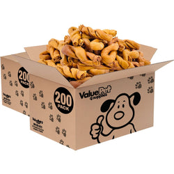 ValueBull USA Collagen Twists, Dog Chews, Natural Beef, Chicken Infused, 400 Count WHOLESALE PACK - ValuePetSupplies