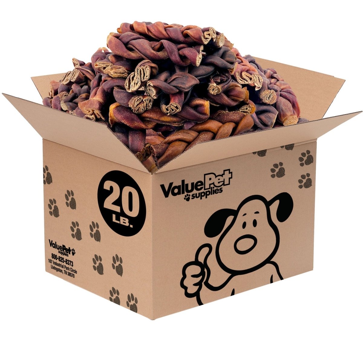 ValueBull USA Collagen Braids, Jumbo 5 - 6 Inch, 20 Pound BULK PACK - ValuePetSupplies