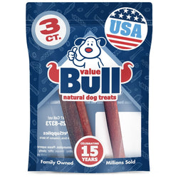 ValueBull USA Collagen Sticks for Dogs, 6 Inch Jumbo Chews, Natural Long - Lasting Dog Treats, 3 Count (SAMPLE PACK) - ValuePetSupplies