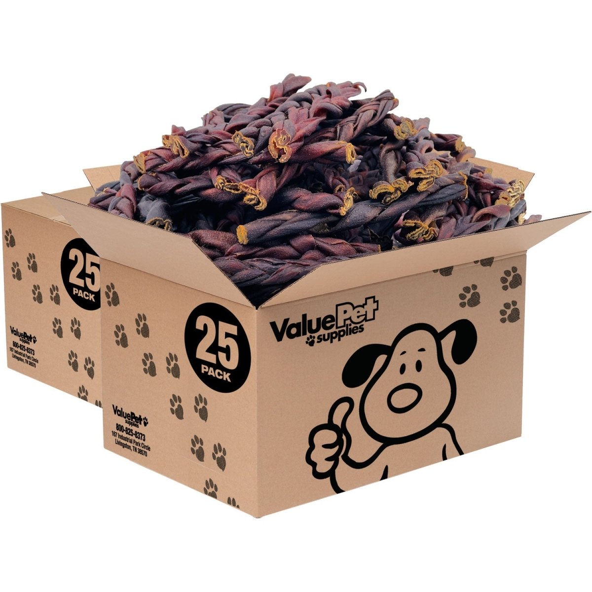 ValueBull USA Collagen Braid Beef Large Dog Chews, Medium 6 Inch 50 Count Bulk - ValuePetSupplies