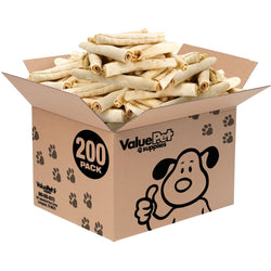 ValueBull USA Collagen Braids, Dog Chews, Natural Beef, Medium 6 Inch, 200 Count BULK PACK - ValuePetSupplies