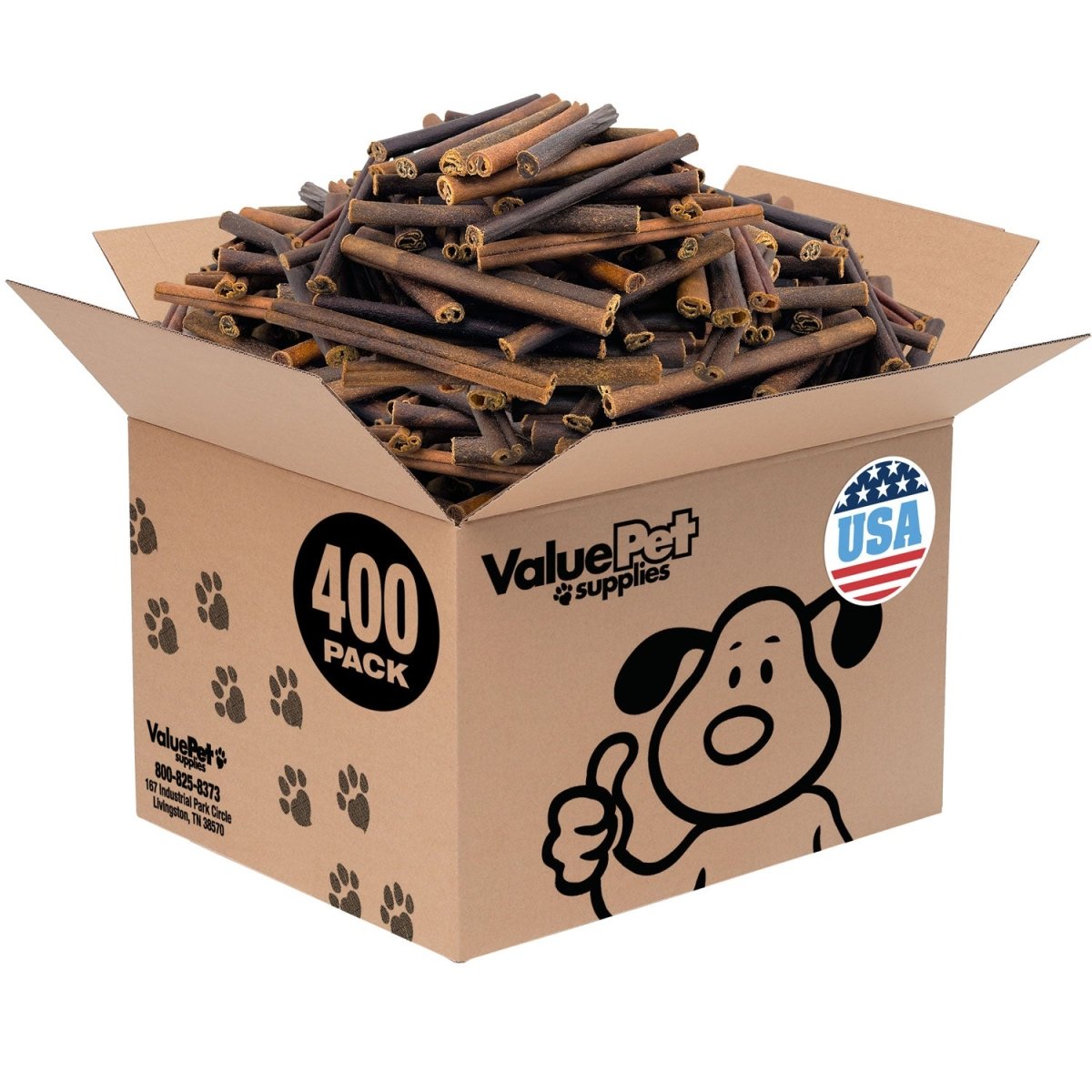 ValueBull USA Collagen Sticks for Dogs, 6 Inch Medium Chews, Natural Long - Lasting Dog Treats, 400 Count Wholesale Pack - ValuePetSupplies