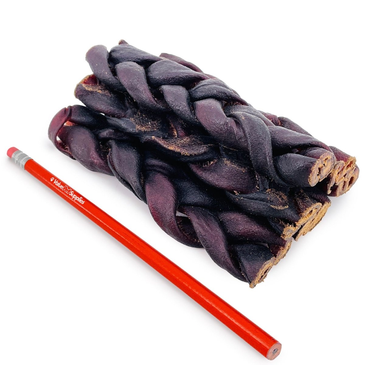 ValueBull USA Collagen Braid Beef Large Dog Chews, Thick 6 Inch 100 Count - Thick - 100 Braids