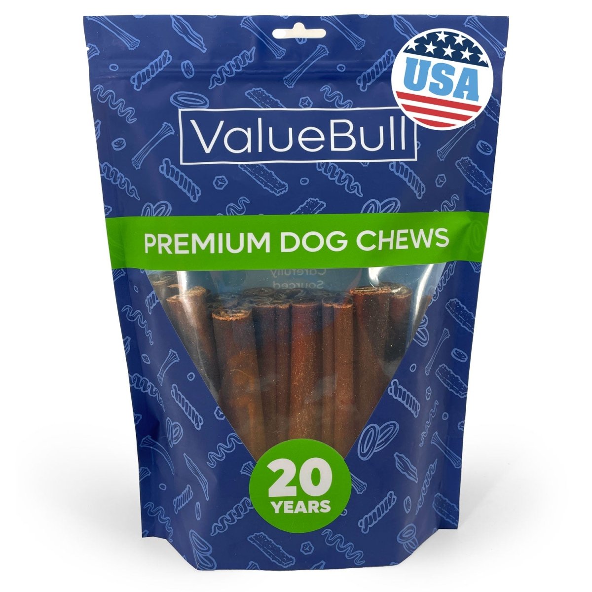 ValueBull USA Collagen Sticks for Dogs, 6 Inch Thick Chews, Natural Long - Lasting Dog Treats, 25 Count - ValuePetSupplies