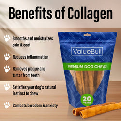 ValueBull USA Collagen Retriever Rolls, Dog Chews, Natural Beef, Chicken Infused, 9 Inch, 400 Count WHOLESALE PACK - ValuePetSupplies