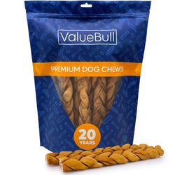 ValueBull USA Collagen Braids, Dog Chews, Natural Beef, Chicken Infused, Thick, 12 Inch, 10 Count - ValuePetSupplies