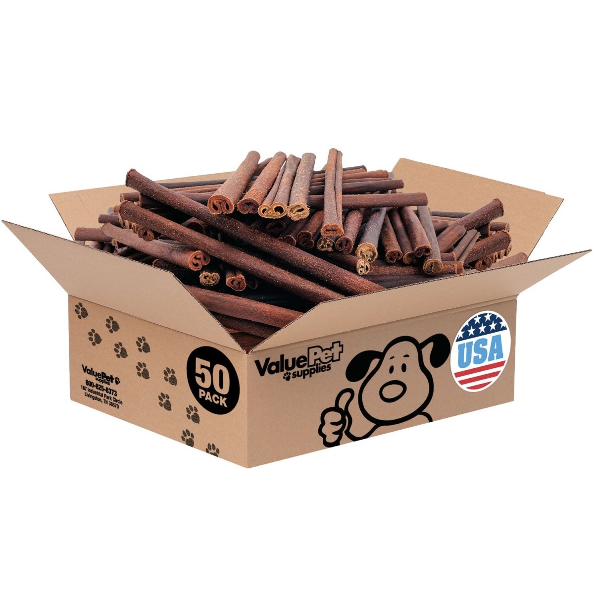 ValueBull USA Collagen Sticks for Dogs, 12 Inch Thick Chews, Natural Long - Lasting Dog Treats, 50 Count Bulk Pack - ValuePetSupplies