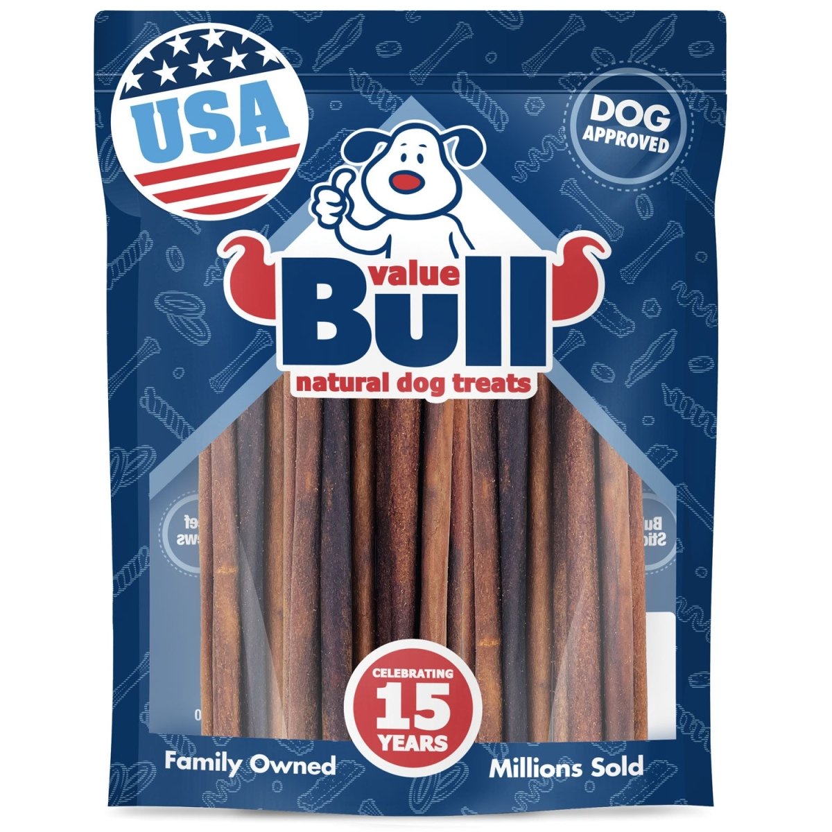 ValueBull USA Collagen Sticks for Small Dogs, 12 Inch Thin Chews, Natural Dog Treats, 25 Count - ValuePetSupplies