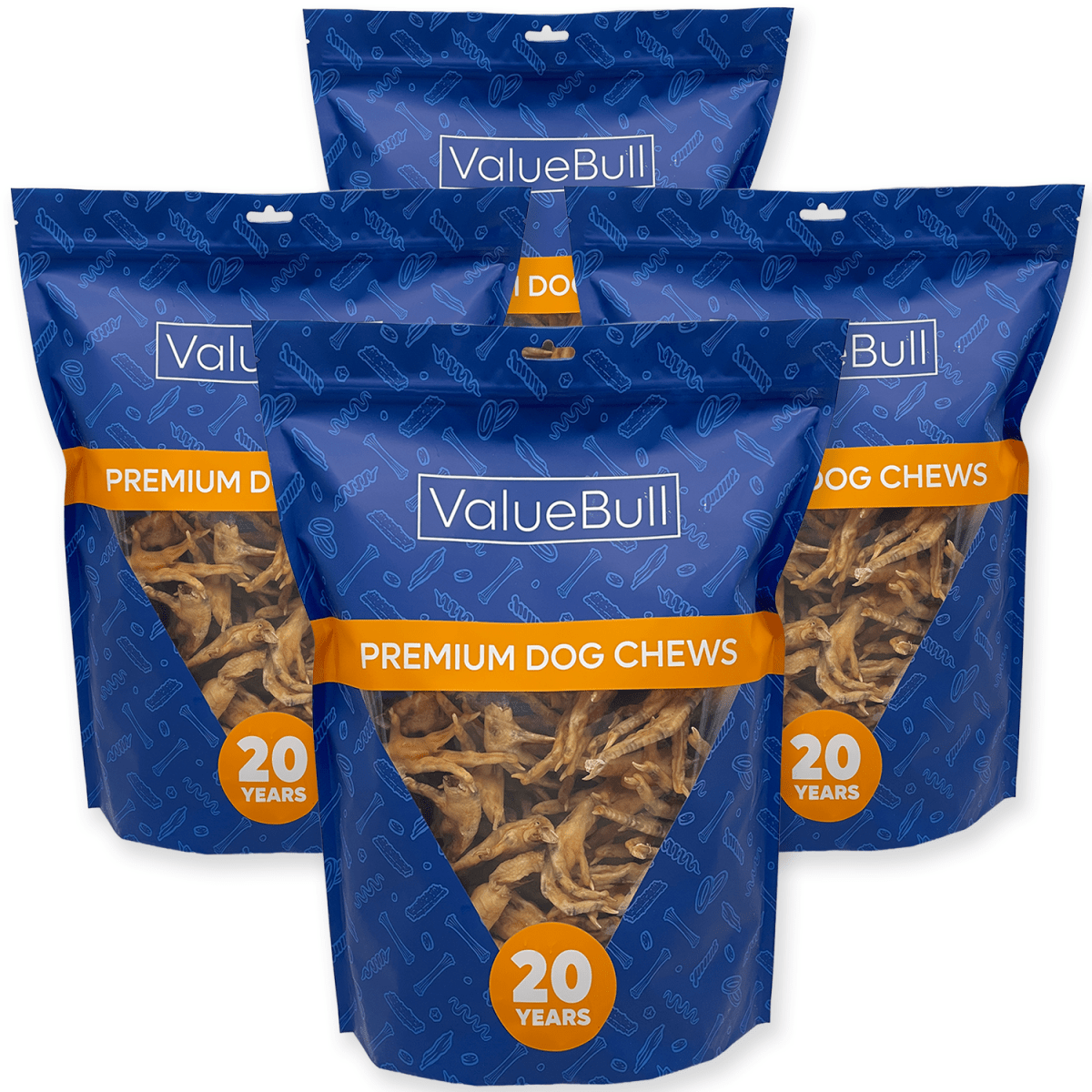 USA Dehydrated Chicken Feet for Dogs, 400 Count Wholesale Pack - ValuePetSupplies