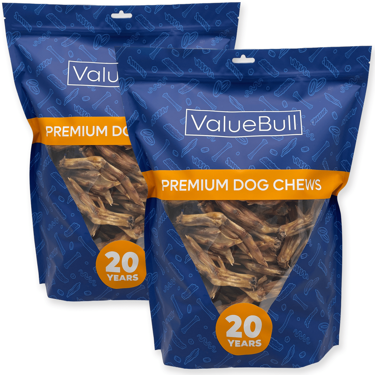 ValueBull USA Dehydrated Duck Feet for Dogs, 200 Count Wholesale Pack - ValuePetSupplies