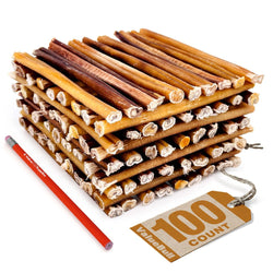 ValueBull USA Bully Sticks for Small Dogs, Thin 6 Inch, 100 Count BULK PACK - ValuePetSupplies