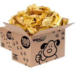 ValueBull Natural Brown Cow Ears, Crunchy Style, Varied Size, Shape & Color, 200 Count BULK PACK - ValuePetSupplies