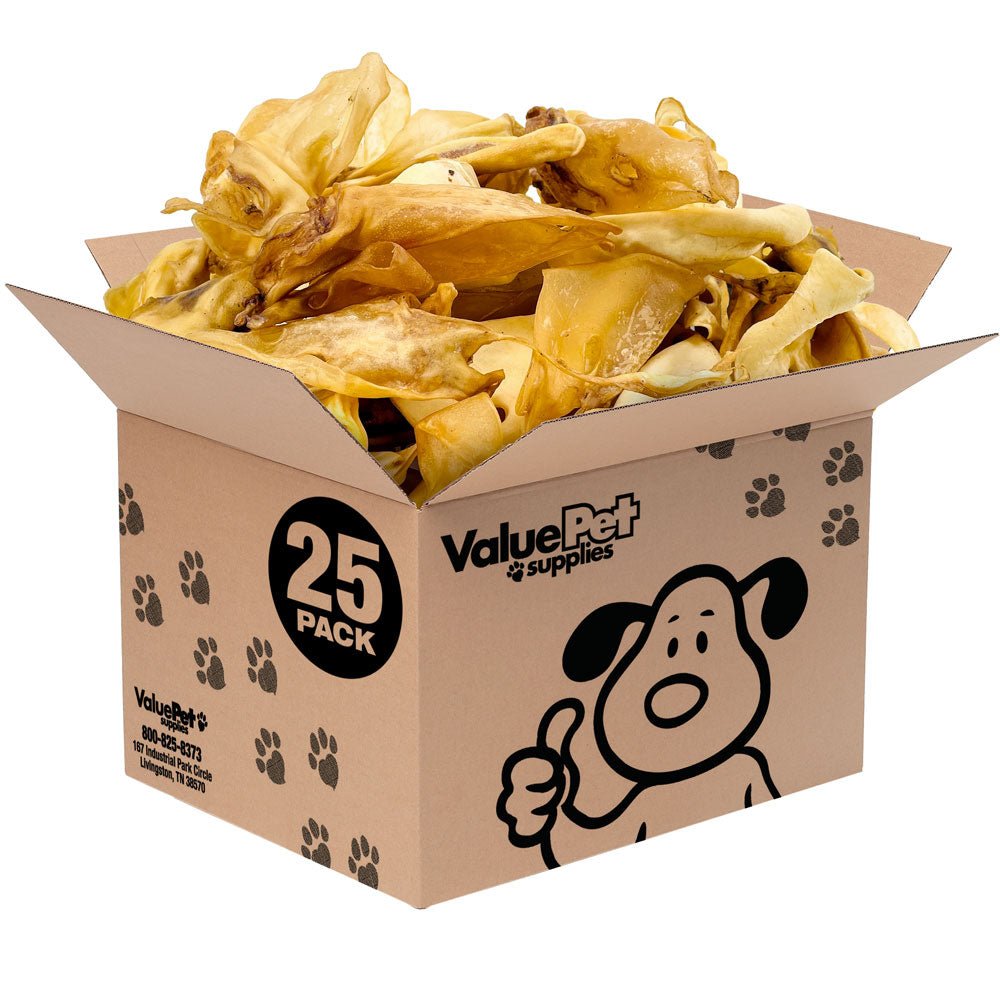 ValueBull Natural Brown Cow Ears, Crunchy Style, Varied Size, Shape & Color, 25 Count BULK PACK - ValuePetSupplies