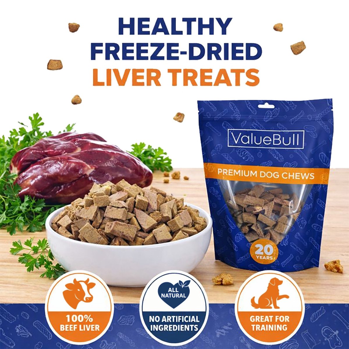 ValueBull USA Freeze Dried Beef Liver, 8 Pound Wholesale Pack - ValuePetSupplies