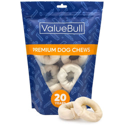 ValueBull USA Beef Rawhide Donut Rings, Premium Thick Cut, 10 Count - ValuePetSupplies