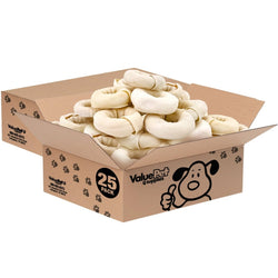 ValueBull USA Beef Rawhide Donut Rings, Premium Thick Cut, 50 Count Bulk Pack - ValuePetSupplies