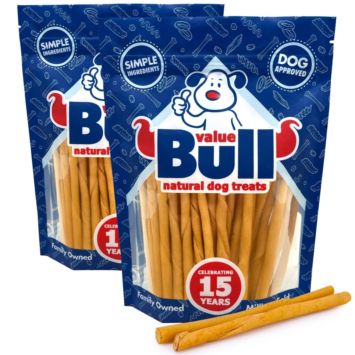 ValueBull USA Rawhide Twists for Small Dogs, 5 Inch, Smoked, Varied Thicknesses, 100 Count - ValuePetSupplies