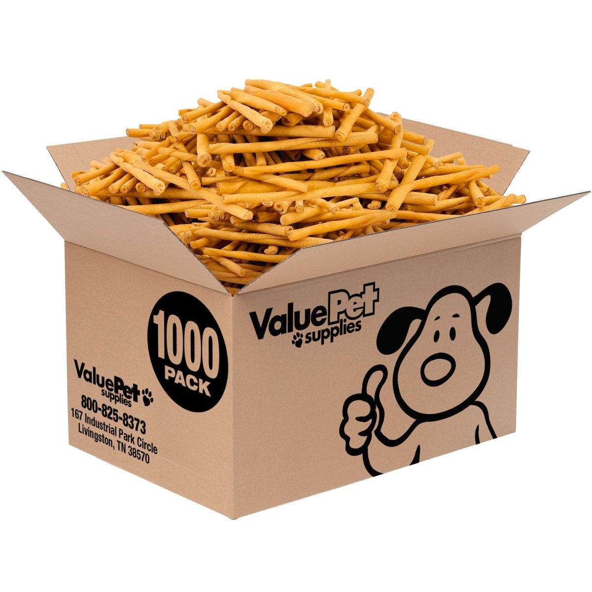 ValueBull USA Rawhide Twists for Small Dogs, 5 Inch, Smoked, Varied Thicknesses, 1000 Count BULK PACK - ValuePetSupplies