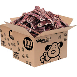 ValueBull Beef Jerky Gullet Sticks, Premium Dog Chews, 6 Inch, 200 Count BULK PACK - ValuePetSupplies
