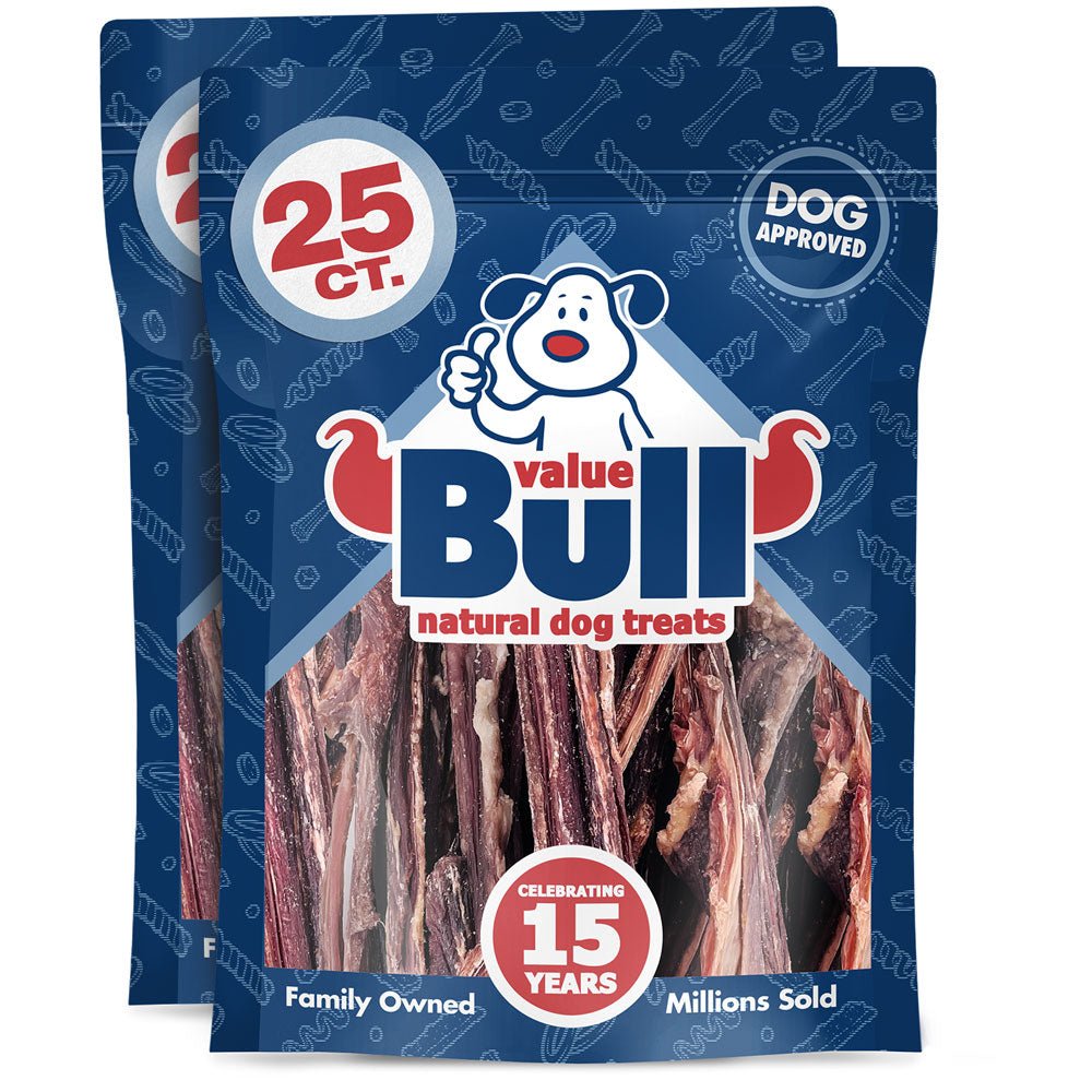 ValueBull Beef Jerky Gullet Sticks, Premium Dog Chews, 6 Inch, 50 Count - ValuePetSupplies