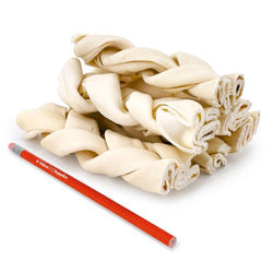 ValueBull USA Beef Rawhide Triple Braided Sticks, Premium Thick Cut, 6 Inch, 25 Count Bulk Pack - ValuePetSupplies