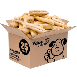 ValueBull Beef Cheek Rolls, Long Lasting Dog Chews, Jumbo 5 - 6 Inch, 25 Count BULK PACK - ValuePetSupplies