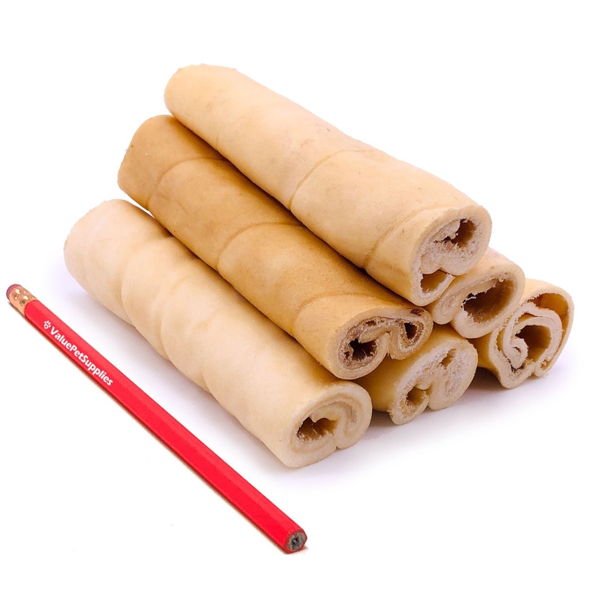 ValueBull Beef Cheek Rolls, Long Lasting Dog Chews, Jumbo 5 - 6 Inch, 50 Count BULK PACK - ValuePetSupplies