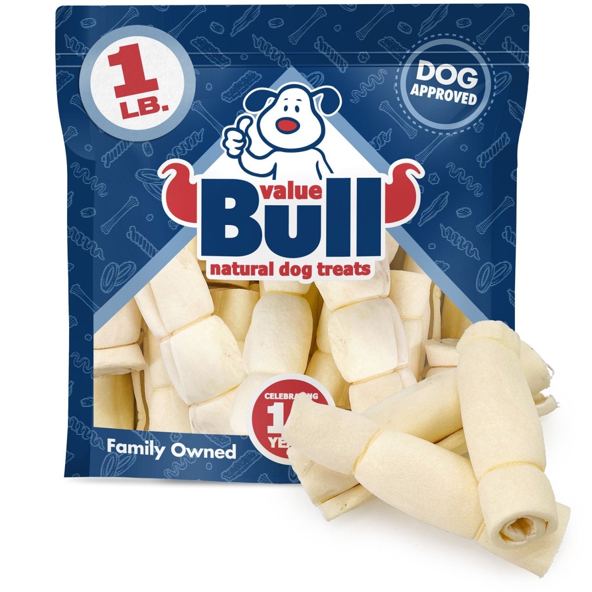ValueBull Beef Cheek Rolls, Long Lasting Dog Chews, Varied Shapes, 1 Pound - ValuePetSupplies