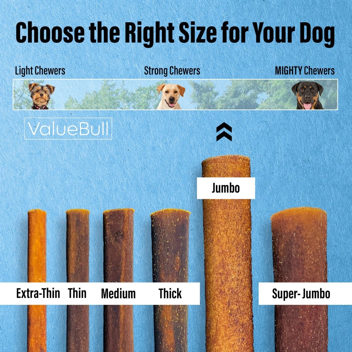 ValueBull Buffalo Collagen Sticks for Dogs, 6 Inch Jumbo Chews, Natural Long - Lasting Dog Treats, 200 Count BULK PACK - ValuePetSupplies