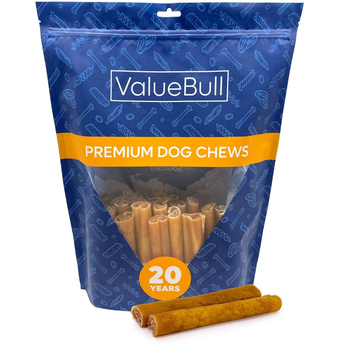 ValueBull Buffalo Collagen Sticks for Dogs, 6 Inch Jumbo Chews, Natural Long - Lasting Dog Treats, 25 Count - ValuePetSupplies