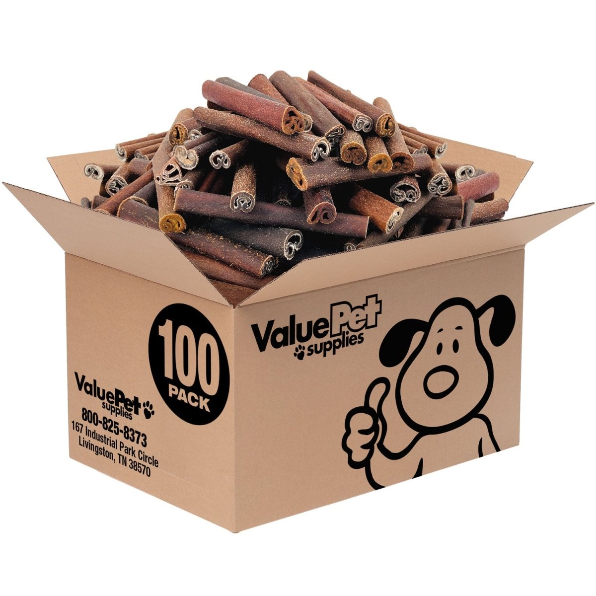 ValueBull Collagen Sticks For Dogs, Bully Sticks & Rawhide Alternative, Jumbo 6 Inch, 100 Count BULK PACK - ValuePetSupplies