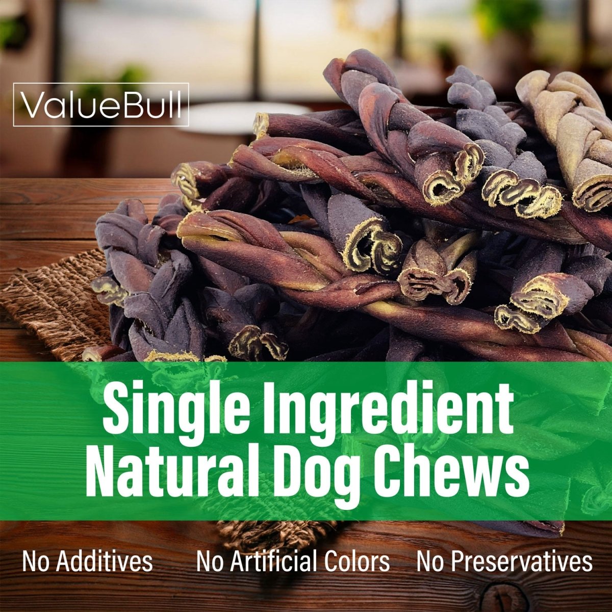 ValueBull Collagen Braided Sticks for Dogs, 6 Inch Medium Chews, Natural Long-Lasting Dog Treats, 10 Count - Medium - 10 Braids
