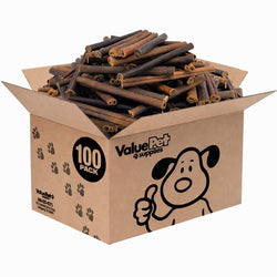 ValueBull Buffalo Collagen Sticks for Dogs, 6 Inch Medium Chews, Natural Long - Lasting Dog Treats, 100 Count Bulk Pack - ValuePetSupplies