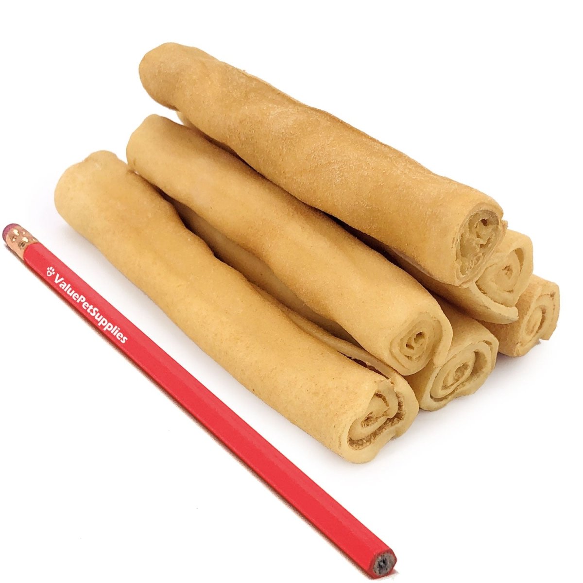 ValueBull USA Retriever Rolls, Premium Thick Cut Rawhide, Medium 5 - 6 Inch, Smoked, 400 Count Wholesale Pack - ValuePetSupplies