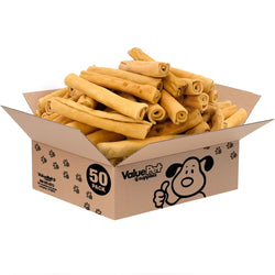 ValueBull USA Retriever Rolls, Premium Thick Cut Rawhide, Medium 5 - 6 Inch, Smoked, 50 Count Bulk Pack - ValuePetSupplies