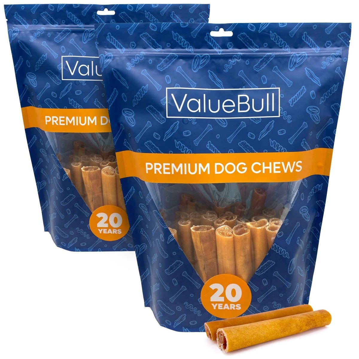 ValueBull Buffalo Collagen Sticks for Dogs, 6 Inch Super Jumbo Chews, Natural Long - Lasting Dog Treats, 25 Count - ValuePetSupplies