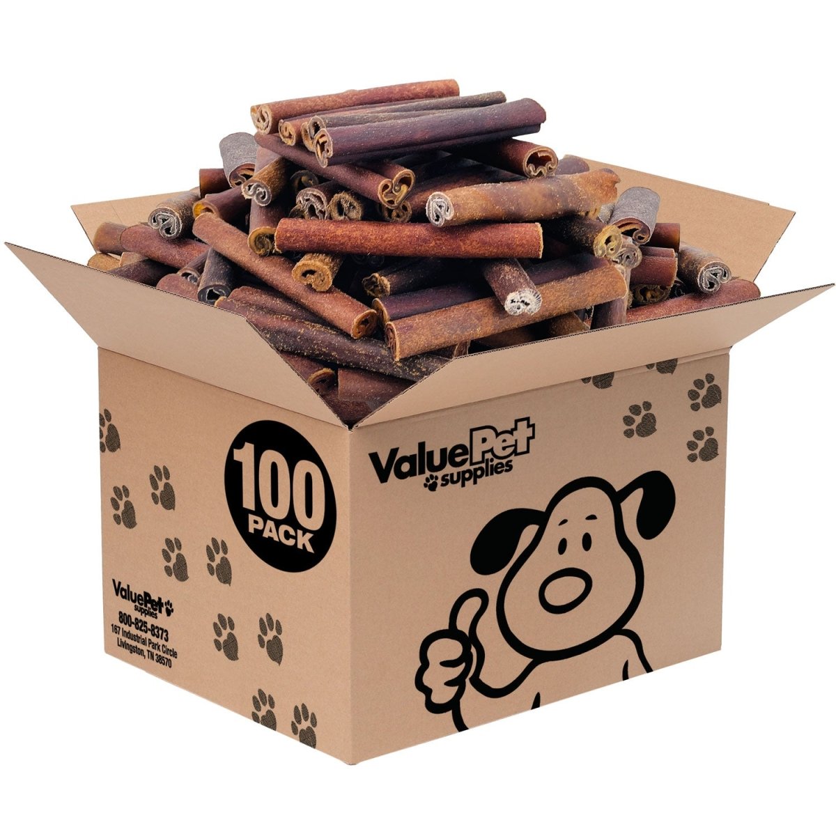 ValueBull Collagen Sticks For Dogs, Bully Sticks & Rawhide Alternative, Super Jumbo 6 Inch, 100 Count BULK PACK - ValuePetSupplies