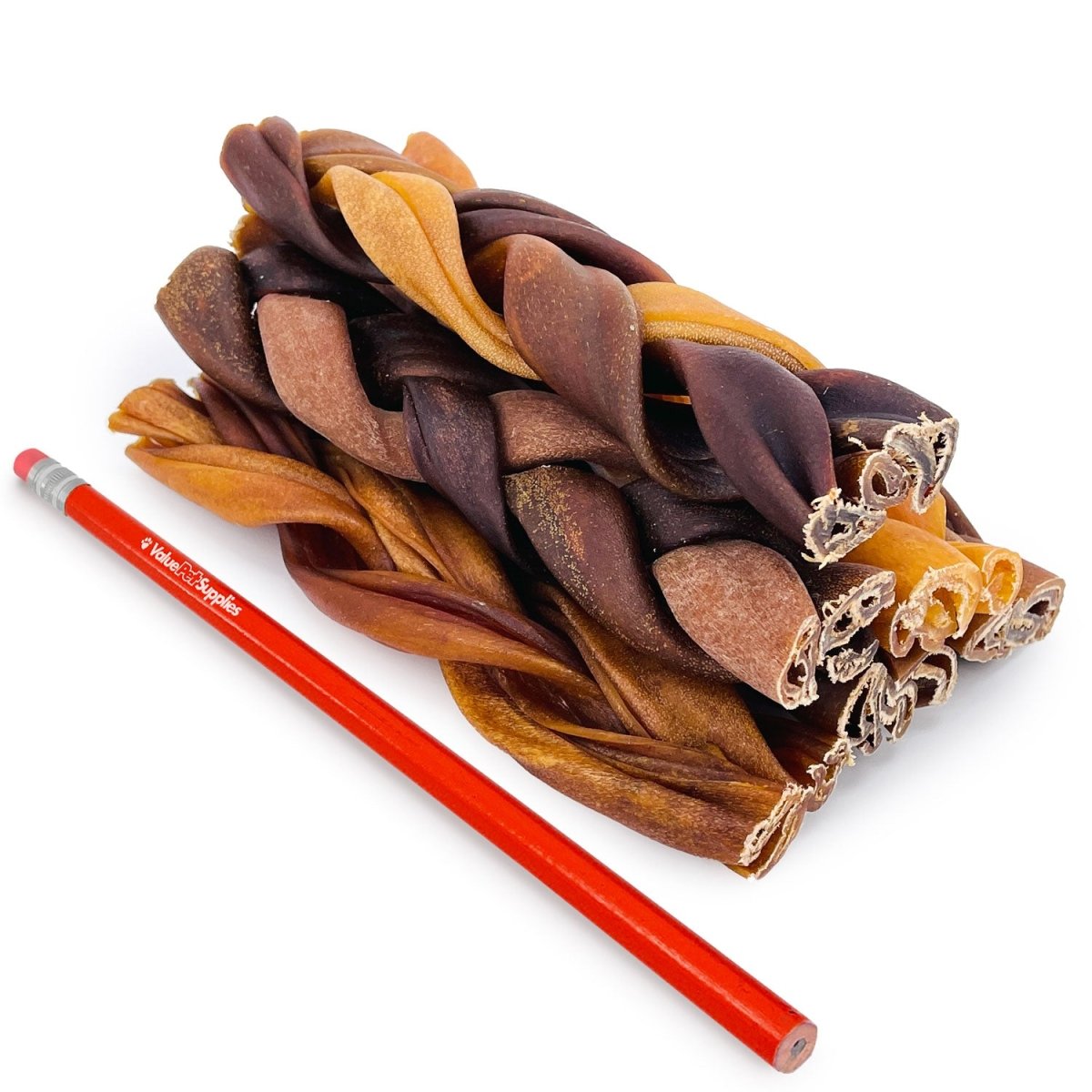 ValueBull Collagen Braids, Thick 5 - 6 Inch, 200 Count BULK PACK - ValuePetSupplies