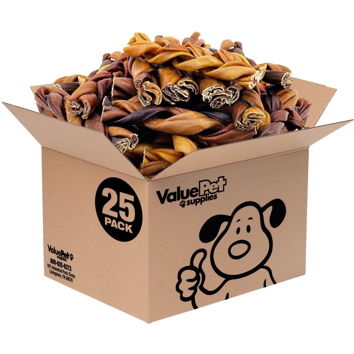 ValueBull Collagen Braids, Thick 5 - 6 Inch, 25 Count BULK PACK - ValuePetSupplies