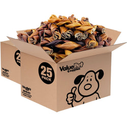 ValueBull Collagen Braided Sticks for Dogs, 6 Inch Thick Chews, Natural Long - Lasting Dog Treats, 50 Count Bulk Pack - ValuePetSupplies