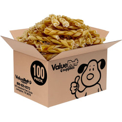 ValueBull Buffalo Collagen Braided Sticks for Small Dogs, 6 Inch Thin Chews, Natural Dog Treats, 100 Count Bulk Pack - ValuePetSupplies